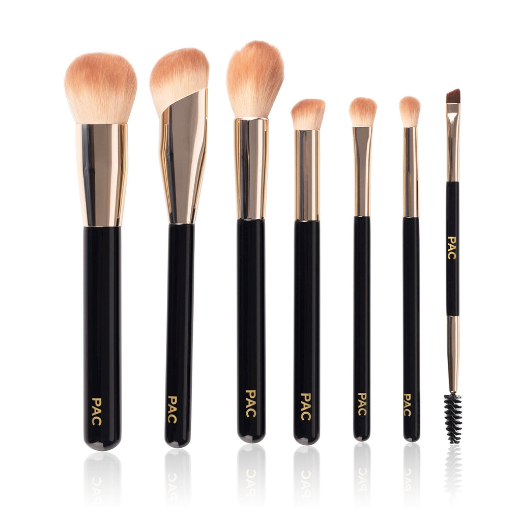 PAC Studio Beginner Basic Face & Eye Brush Kit - Sturdy Sleek Handles, Densely Packed Soft Bristles