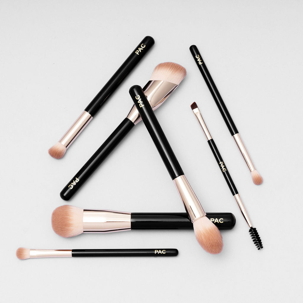 PAC Studio Beginner Basic Face & Eye Brush Kit - Sturdy Sleek Handles, Densely Packed Soft Bristles