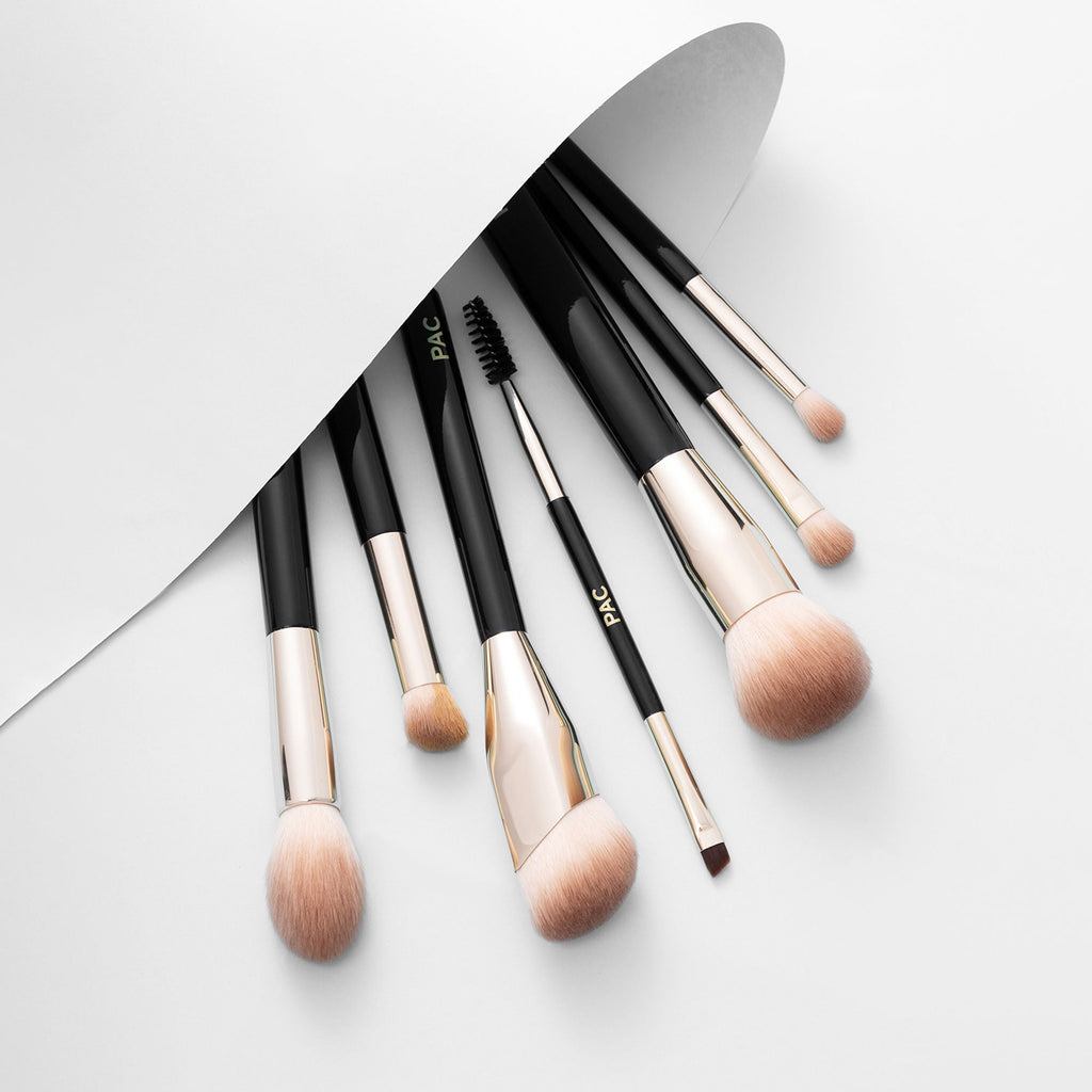 PAC Studio Beginner Basic Face & Eye Brush Kit - Sturdy Sleek Handles, Densely Packed Soft Bristles