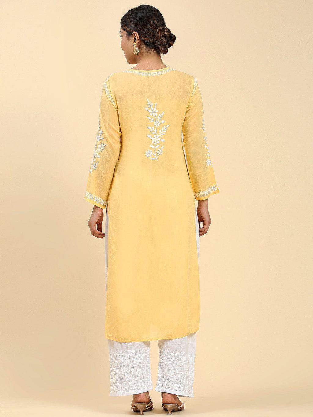 HOUSE OF KARI Ethnic Motifs Embroidered Chikankari Straight Kurta