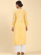 HOUSE OF KARI Ethnic Motifs Embroidered Chikankari Straight Kurta