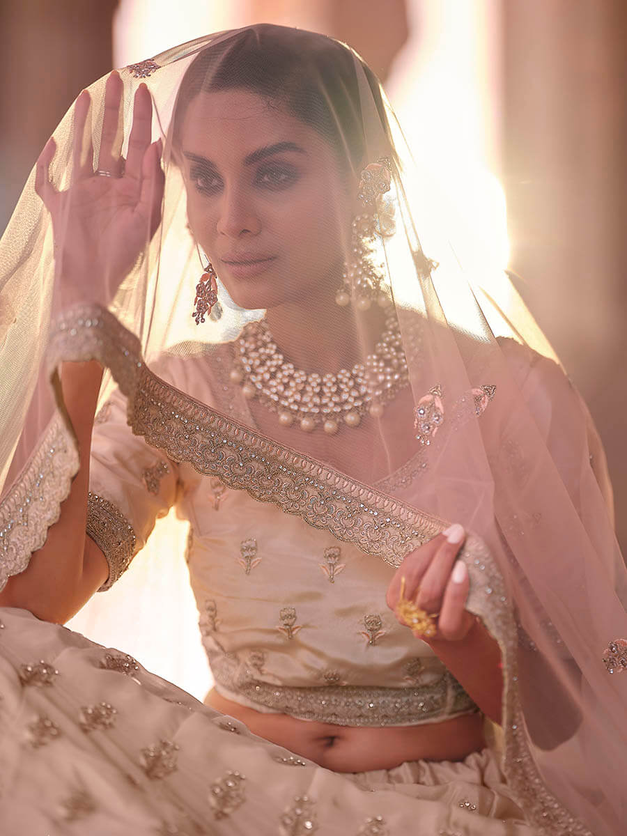 Myra Peach Embroidered Designer Lehenga Choli