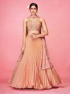 Myra Orange Art Silk Embroidered Designer Lehenga