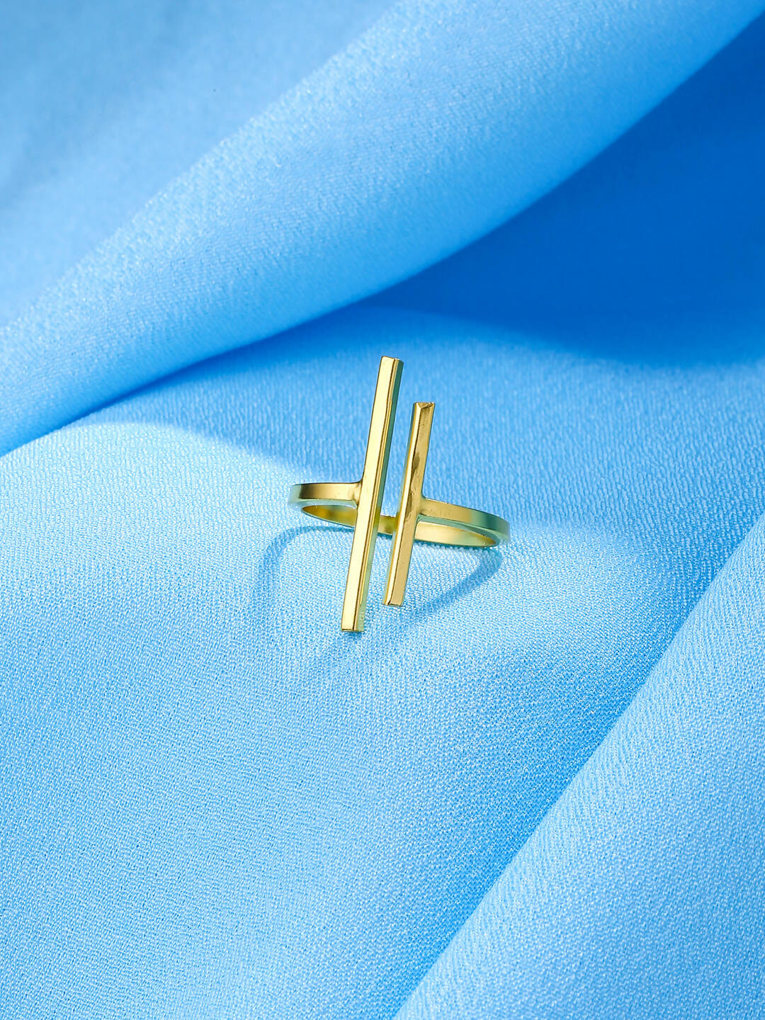 NVR Women's Western Gold-Polished Ajustable Finger Ring