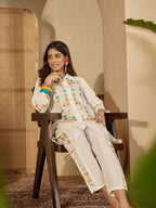 Joban Fashion Women Off-White Roman Silk Embroidered Stitched Kurta Set - Distacart