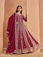 Anaita Dark Pink Georgette Embroidered Salwar Suit - Distacart