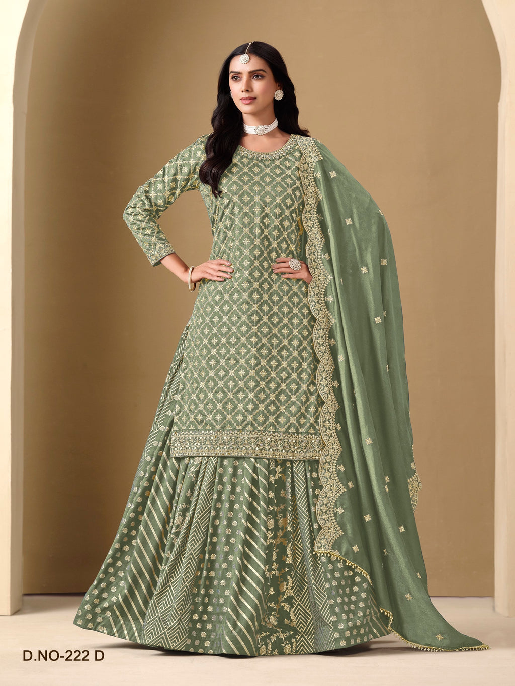 Anaita Dark Magenta Embroidered Chinon Silk Stitched Sharara Suit - Distacart
