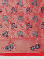 Monjolika Fashion Pink Woven Silk Blend SareeWith Zari Work & Floral Motifs - Distacart