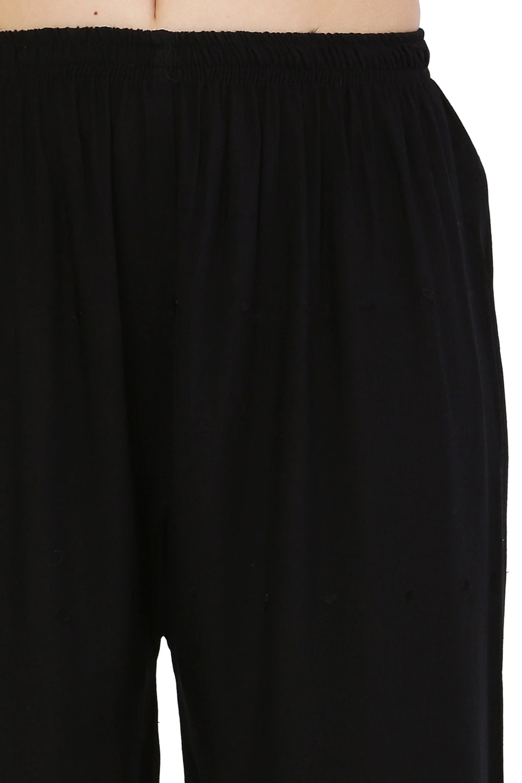 PAVONINE Black Color Half Schiffli Chikankari Rayon Fabric Palazzo For Women - Distacart