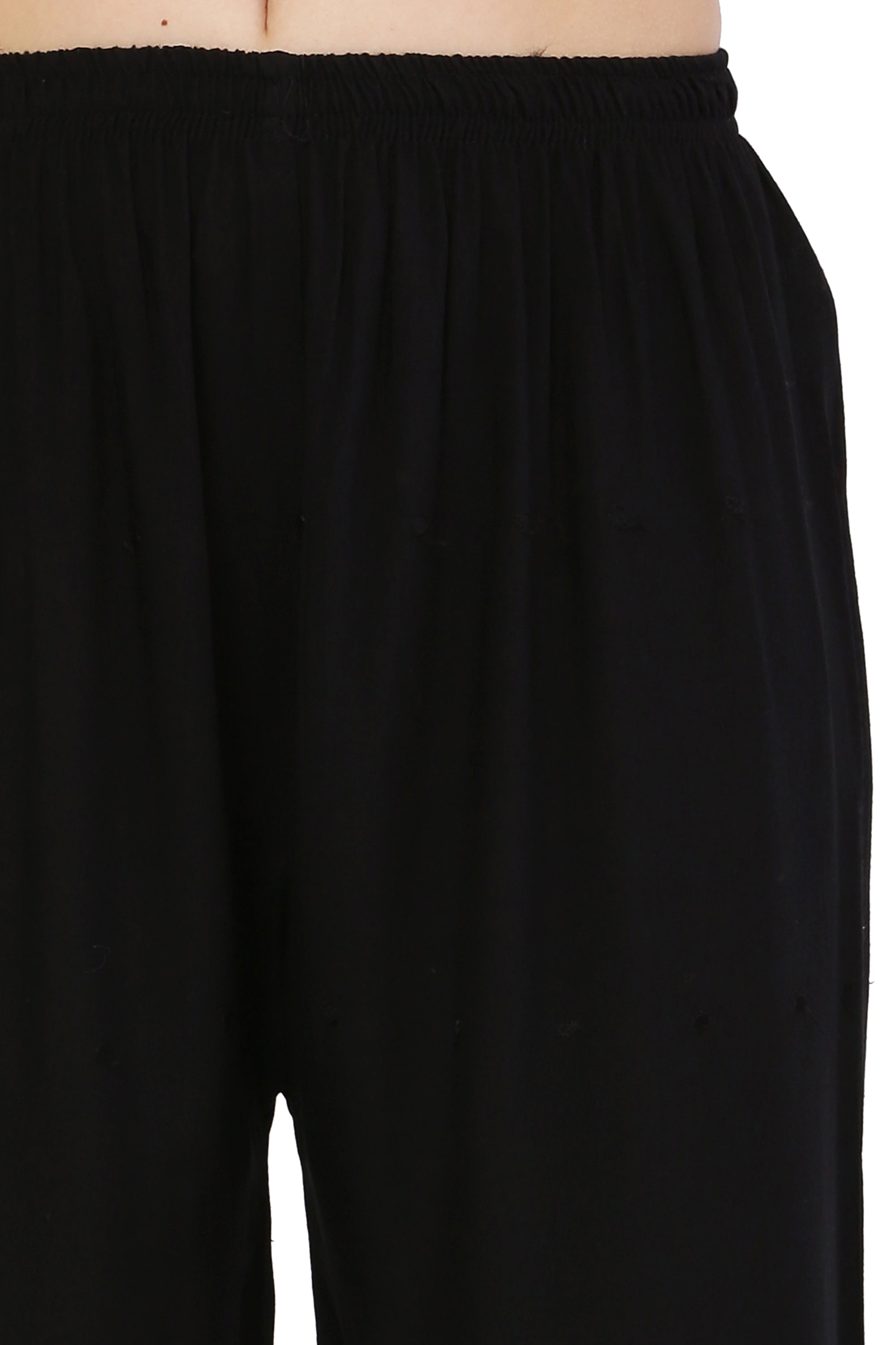 PAVONINE Black Color Half Schiffli Chikankari Rayon Fabric Sharara For Women - Distacart