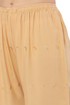 PAVONINE Beige Color Half Schiffli Chikankari Rayon Fabric Palazzo For Women - Distacart