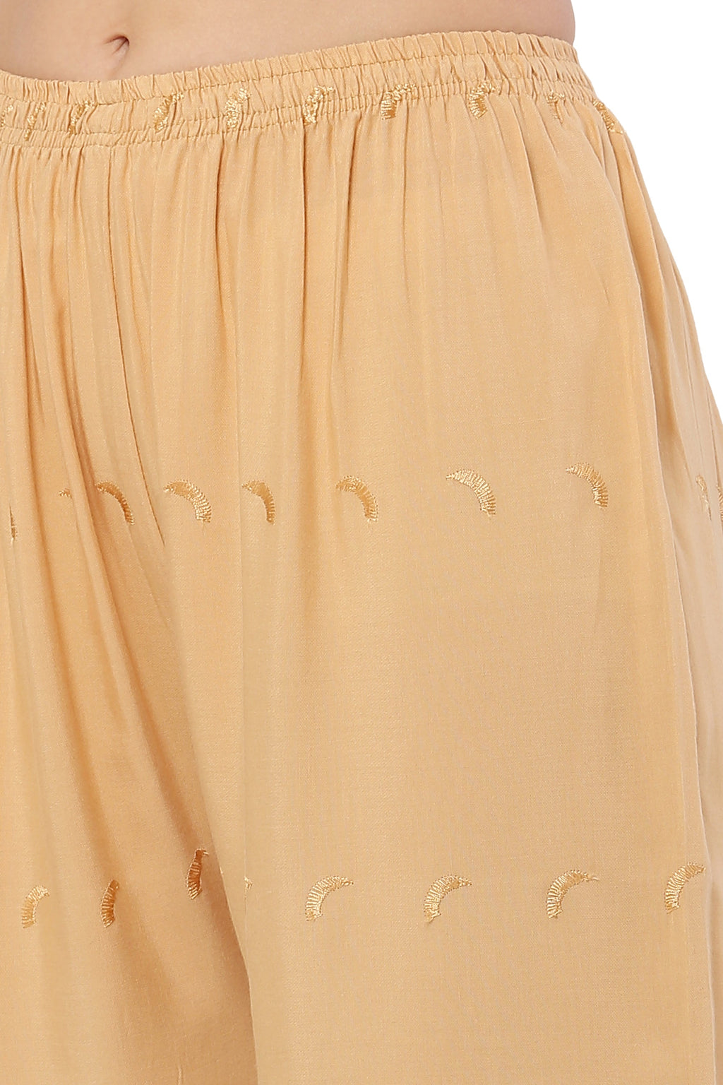 PAVONINE Beige Color Half Schiffli Chikankari Rayon Fabric Sharara For Women - Distacart