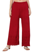 PAVONINE Maroon Color Half Schiffli Chikankari Rayon Fabric Sharara For Women - Distacart
