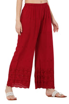 PAVONINE Maroon Color Half Schiffli Chikankari Rayon Fabric Sharara For Women - Distacart