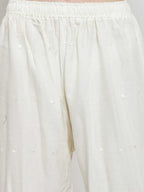 PAVONINE Off-White Color Half Schiffli Chikankari Rayon Fabric Palazzo For Women - Distacart