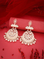 Tehzeeb Creations Brass Gold-Polished Silver, Gold, White Jewel Earrings - Distacart