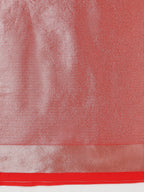 Monjolika Fashion Red Woven Silk Blend SareeWith Zari Work & Floral Motifs - Distacart