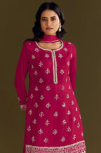 Anaita Red Heavy Chinon Suit With Embroidery Bits Work - Distacart