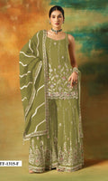Anaita Parrot Green Heavy Fox Georgette Suit With Embroidery Work - Distacart