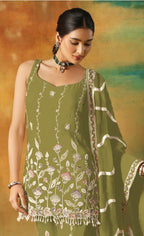 Anaita Parrot Green Heavy Fox Georgette Suit With Embroidery Work - Distacart