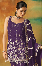 Anaita Violet Heavy Fox Georgette Suit With Embroidery Work - Distacart