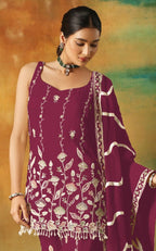 Anaita Maroon Heavy Fox Georgette Suit With Embroidery Work - Distacart