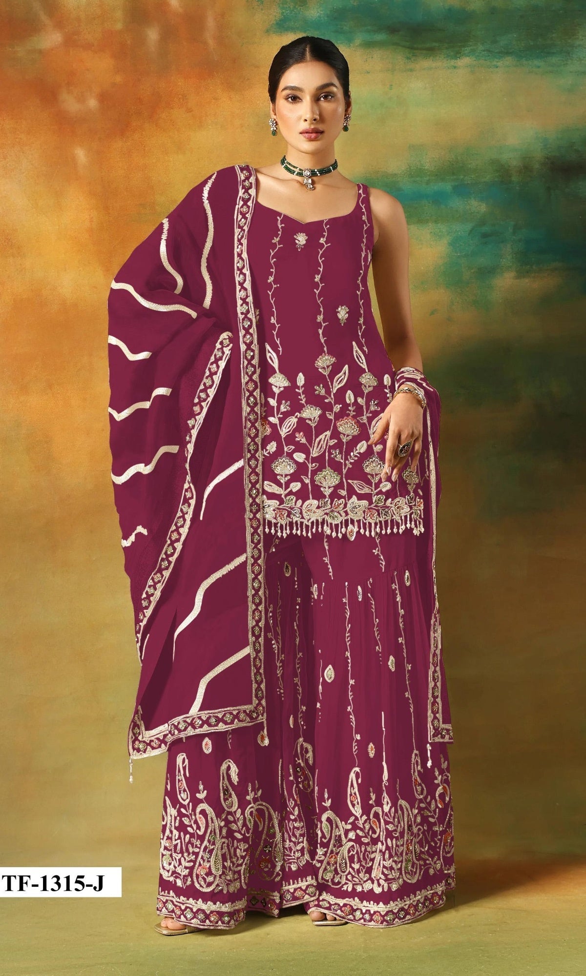 Anaita Maroon Heavy Fox Georgette Suit With Embroidery Work - Distacart