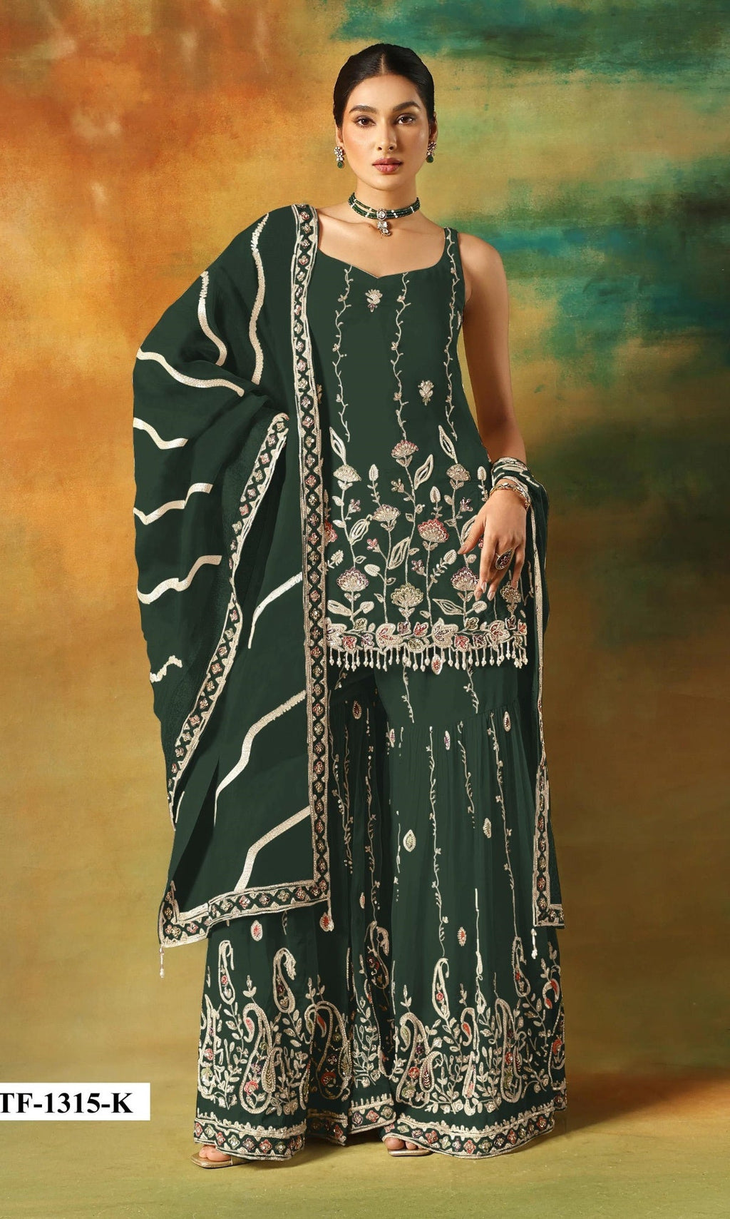 Anaita Dark Green Heavy Fox Georgette Suit With Embroidery Work - Distacart