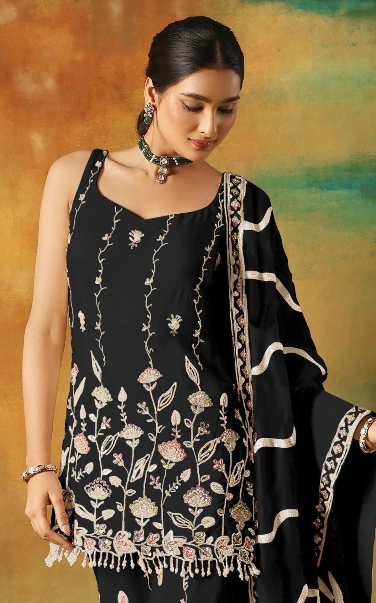 Anaita Black Heavy Fox Georgette Suit With Embroidery Work - Distacart