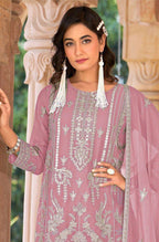 Anaita Pink Nylon Organza Suit With Embroidery & Mirror Work - Distacart