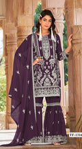 Anaita Purple Nylon Organza Suit With Embroidery & Mirror Work - Distacart