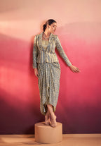 Lorenvalley Fashion Multicolor Tasar Silk Printed Blouse Chic Layer and Stylish Bottom Co-ord Set - Distacart