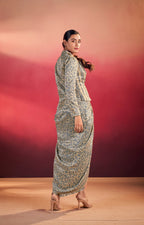 Lorenvalley Fashion Multicolor Tasar Silk Printed Blouse Chic Layer and Stylish Bottom Co-ord Set - Distacart