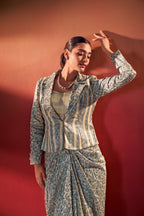 Lorenvalley Fashion Multicolor Tasar Silk Printed Blouse Chic Layer and Stylish Bottom Co-ord Set - Distacart