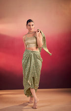 Lorenvalley Fashion Multicolor Tasar Silk Printed Blouse Chic Layer and Stylish Bottom Co-ord Set - Distacart