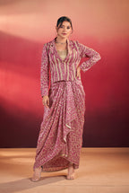 Lorenvalley Fashion Multicolor Tasar Silk Printed Blouse Chic Layer and Stylish Bottom Co-ord Set - Distacart