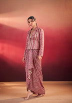 Lorenvalley Fashion Multicolor Tasar Silk Printed Blouse Chic Layer and Stylish Bottom Co-ord Set - Distacart