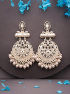 Tehzeeb Creations Brass Gold-Polished Silver, Gold, White Jewel Earrings - Distacart