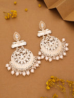 Tehzeeb Creations Brass Gold-Polished Silver, Gold, White Jewel Earrings - Distacart