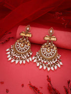 Tehzeeb Creations Modern White Opal And Silver Chandelier Drop Earrings For Woman - Distacart
