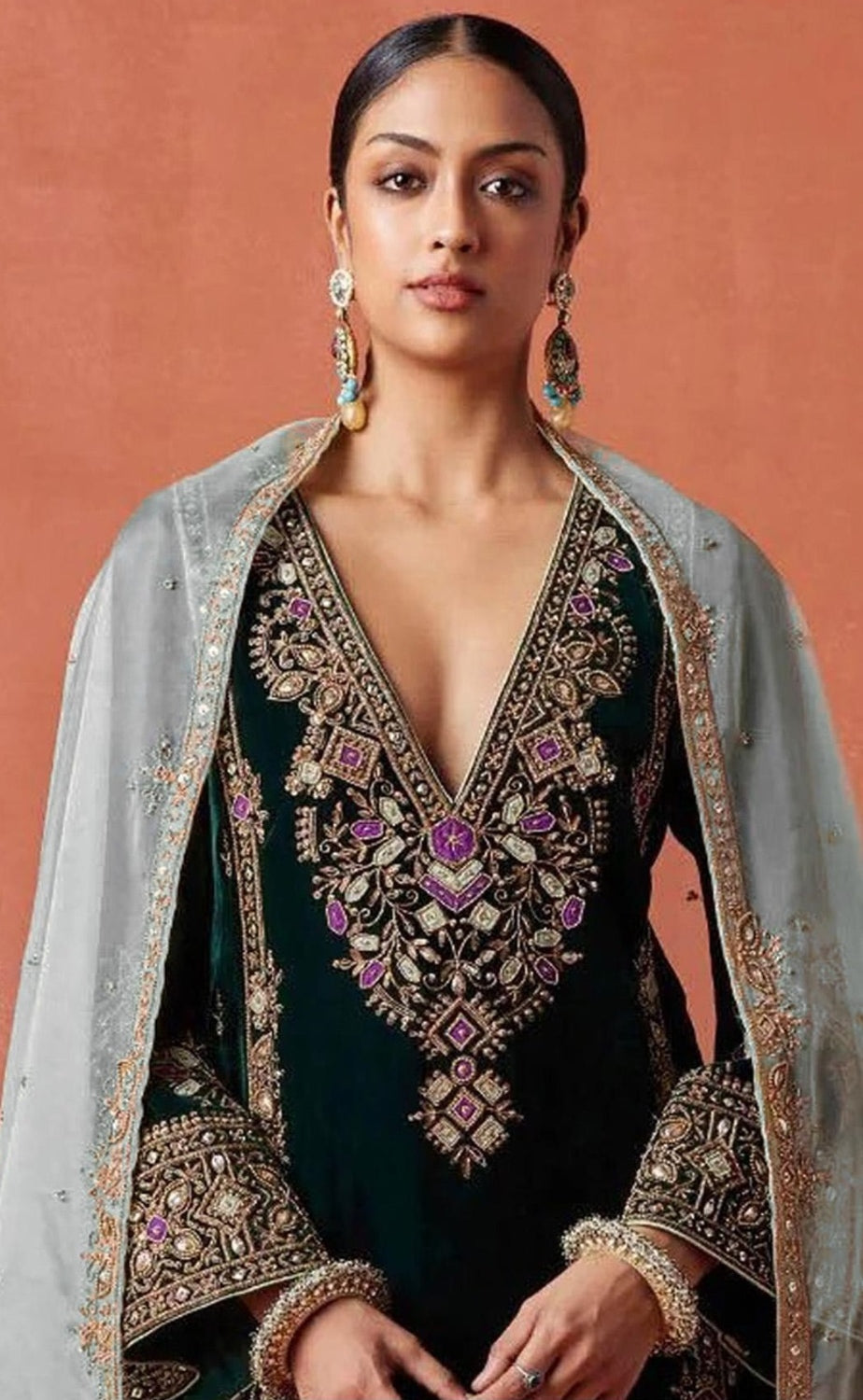 Anaita Black Heavy Velvet Suit With Embroidery Work - Distacart