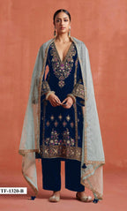 Anaita Navy Heavy Velvet Suit With Embroidery Work - Distacart