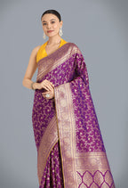 Monjolika Fashion Purple Color Banarasi Silk Wedding Collection Saree - Distacart