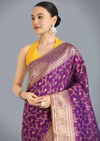 Monjolika Fashion Purple Color Banarasi Silk Wedding Collection Saree - Distacart
