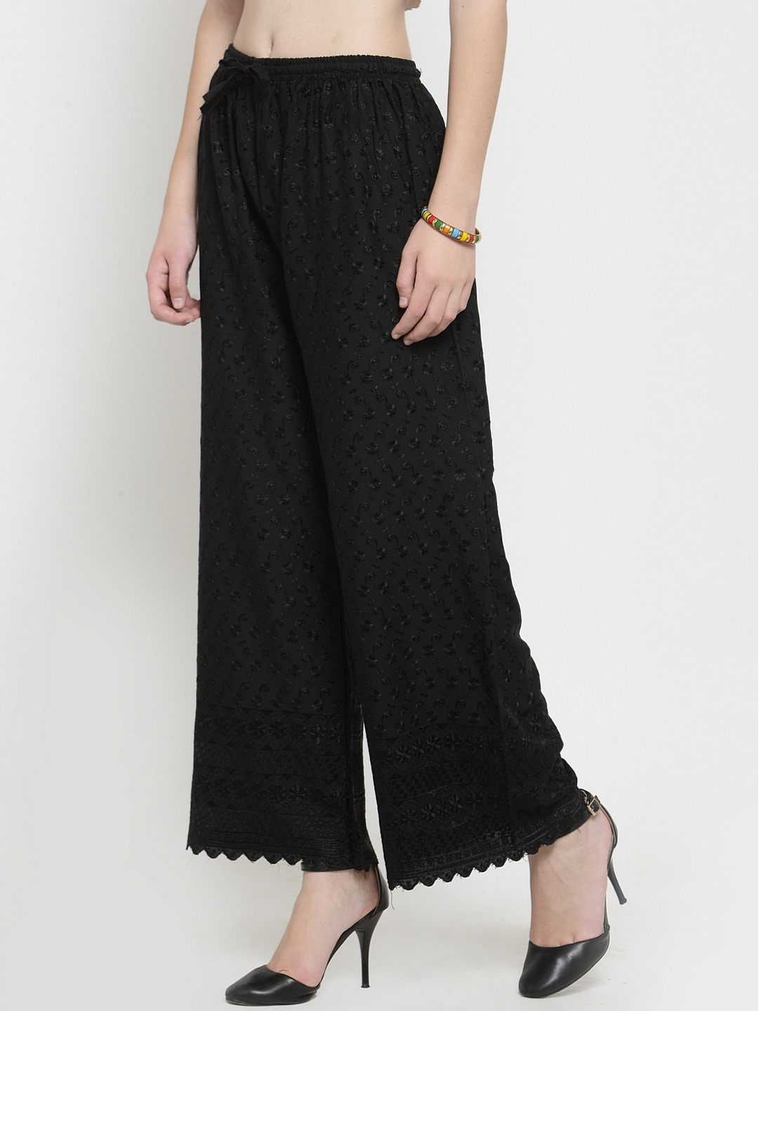 PAVONINE Black Color Full Chikankari Rayon Fabric Sharara For Women - Distacart