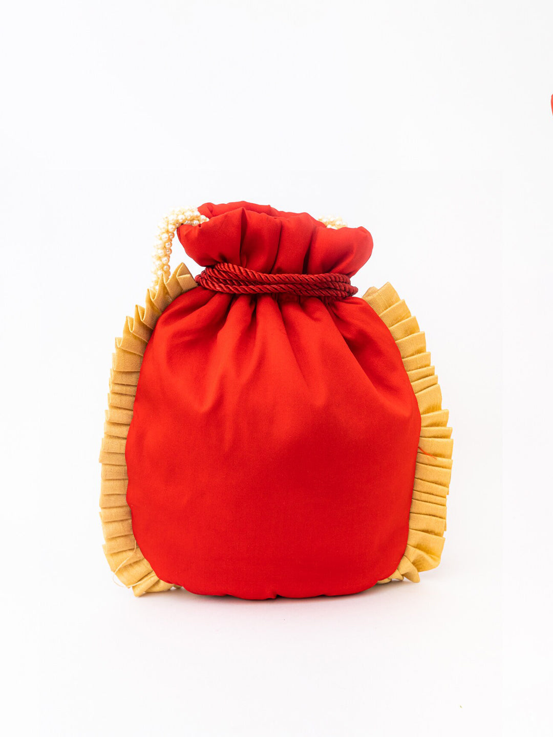 NR By Nidhi Rathi Red & White SHRINATHJI Embroidered Potli Clutch - Distacart