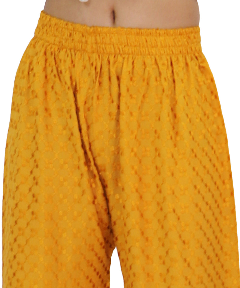 PAVONINE Mustard Color Full Chikankari Rayon Fabric Sharara For Women - Distacart
