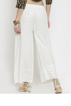 PAVONINE Off White Color Full Chikankari Rayon Fabric Sharara For Women - Distacart
