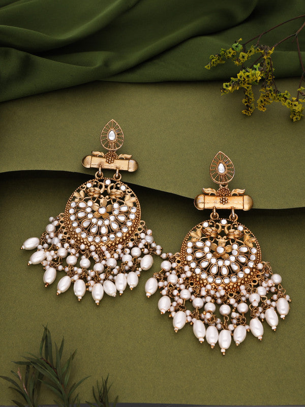 Tehzeeb Creations Modern White Opal And Silver Chandelier Drop Earrings For Woman - Distacart