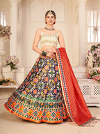 Myra Multicolour Digital Printed Designer Lehenga